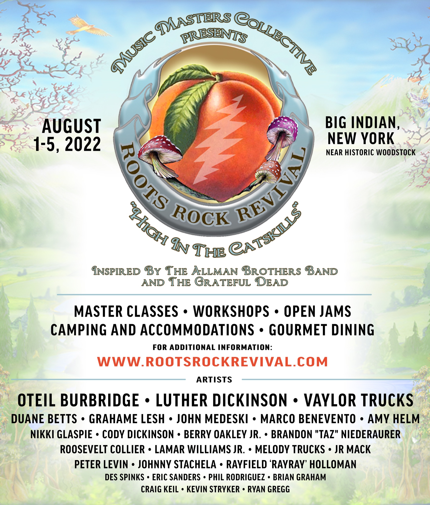 Roots Rock Revival Music Festival; August 1-5, 2022; Big Indian, NY