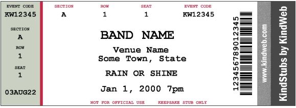 KindStubs:  Keepsake Ticket Stubs