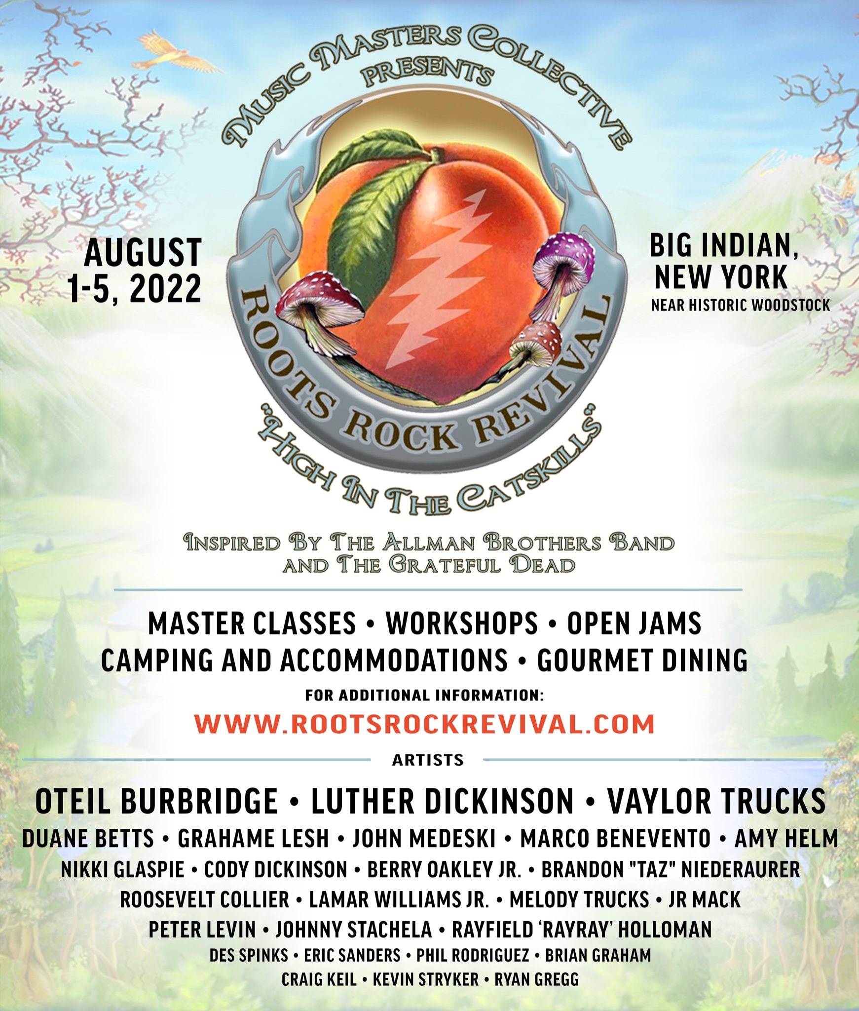 Roots Rock Revival Music Festival; August 1-5, 2022; Big Indian, NY